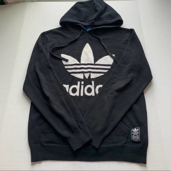 adidas Other - adidas black hoodie white trefoil sweater S